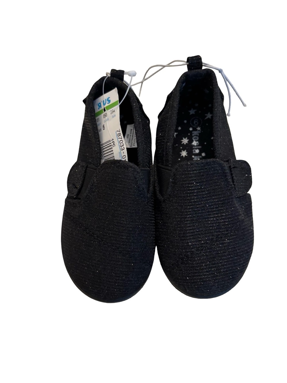 Toddler Black Slip-On Stylish Canvas Baby Shoes - Comfort & Sparkle Size 6